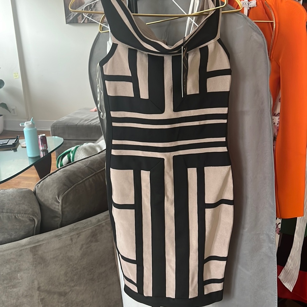 Black and beige dress